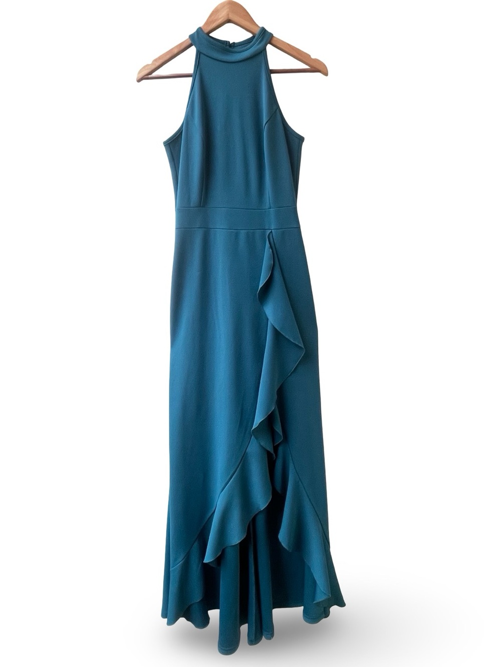 Teal Halter High-Low Maxi Dress